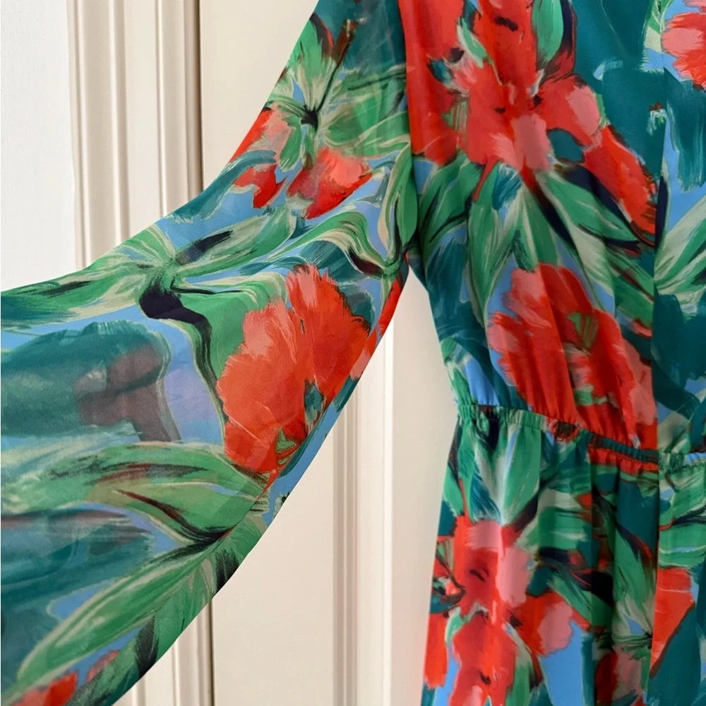 INC International Concepts Tropical Long Sleeve Dress - Picture 2 of 4